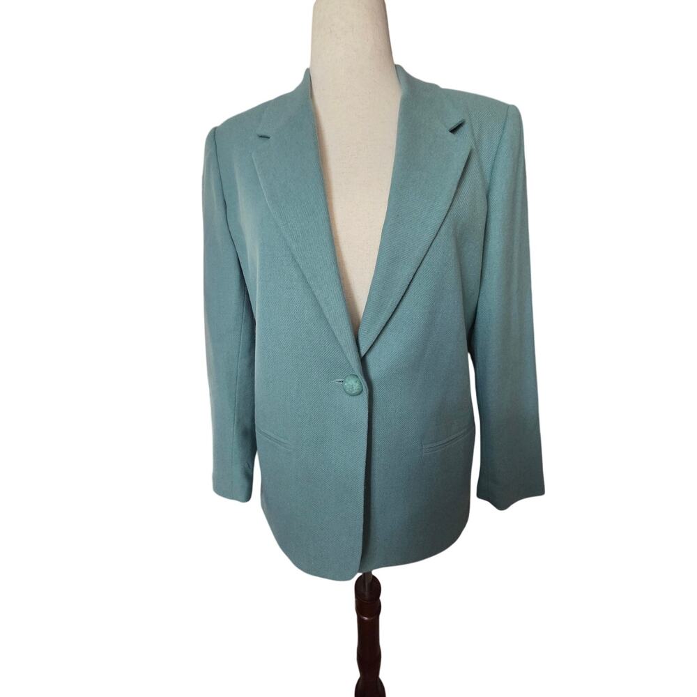Vintage Sag Harbor Pale Green Teal Blazer Collegiate Professor LuxurySize 8P